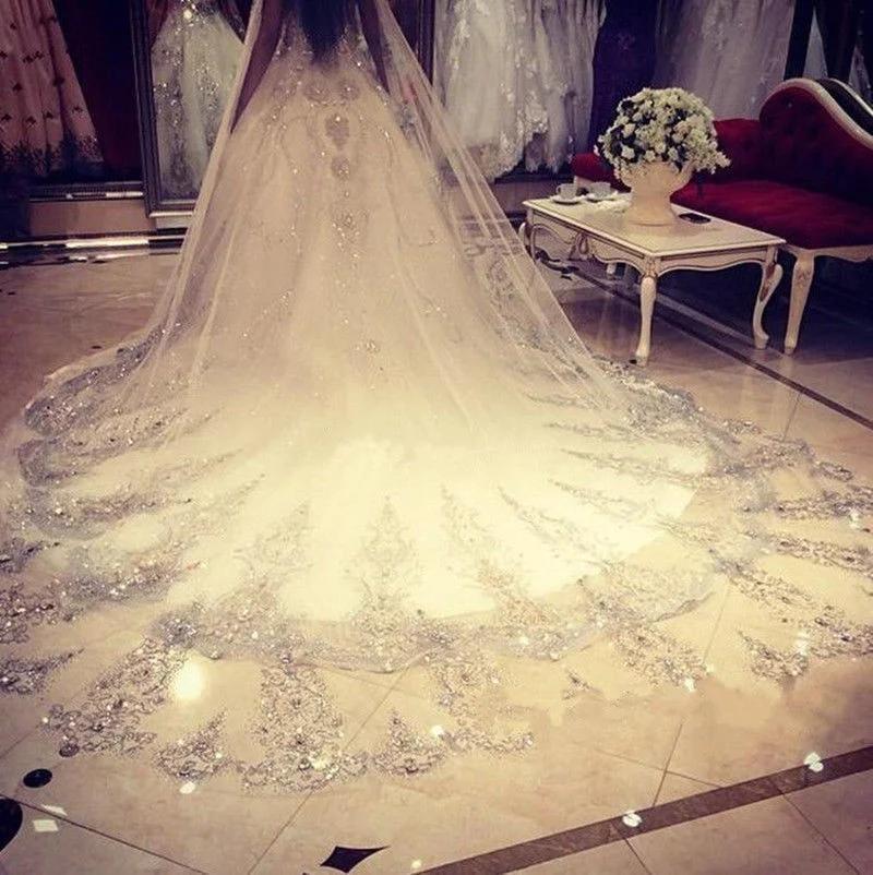ȭƮ lvory Crystals Bridal veils   velo de novia 뼺 Long 1 T With Comb brautschleier 3 M  ׼